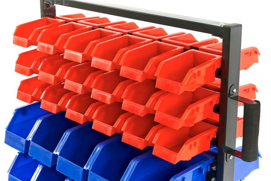 HBM mobilt oppbevaringsstativ med 90 oppbevaringskasser