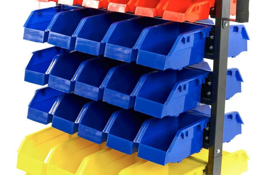 HBM mobilt oppbevaringsstativ med 90 oppbevaringskasser