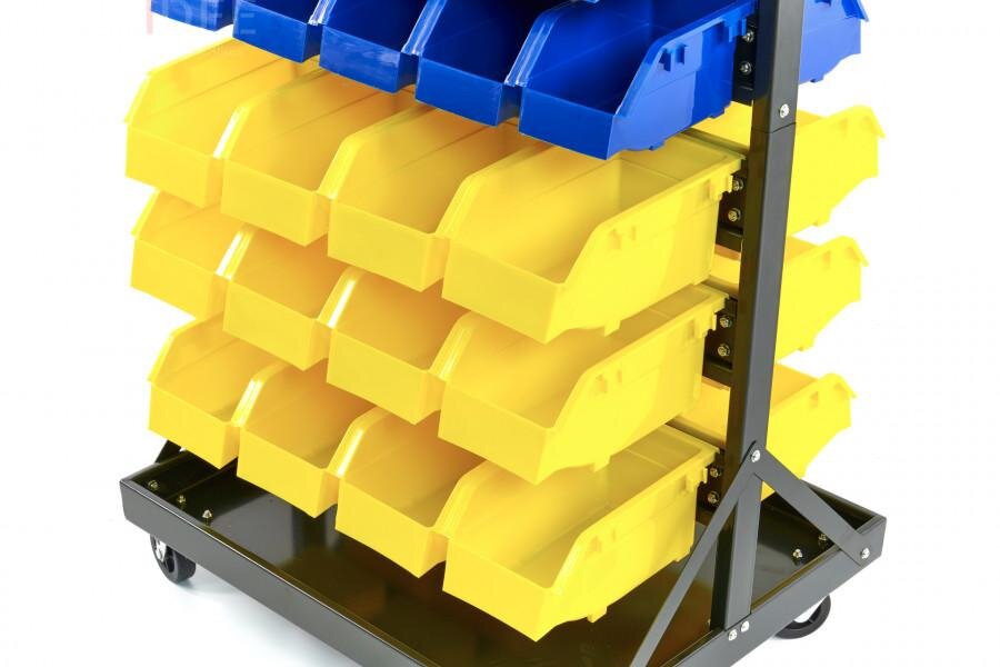 HBM mobilt oppbevaringsstativ med 90 oppbevaringskasser