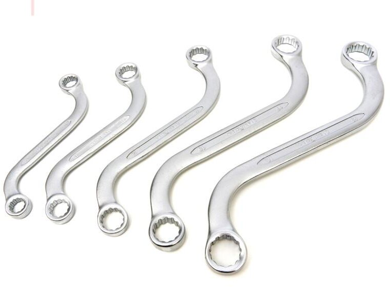 Stahlkaiser 5-delt S Dobbeltringnøkkelsett 10 – 19 mm. Stahlkaiser 5-delt S Dobbeltringnøkkelsett 10 – 19 mm.