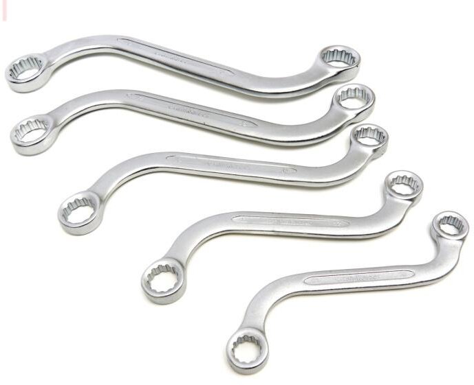 Stahlkaiser 5-delt S Dobbeltringnøkkelsett 10 – 19 mm. Stahlkaiser 5-delt S Dobbeltringnøkkelsett 10 – 19 mm.