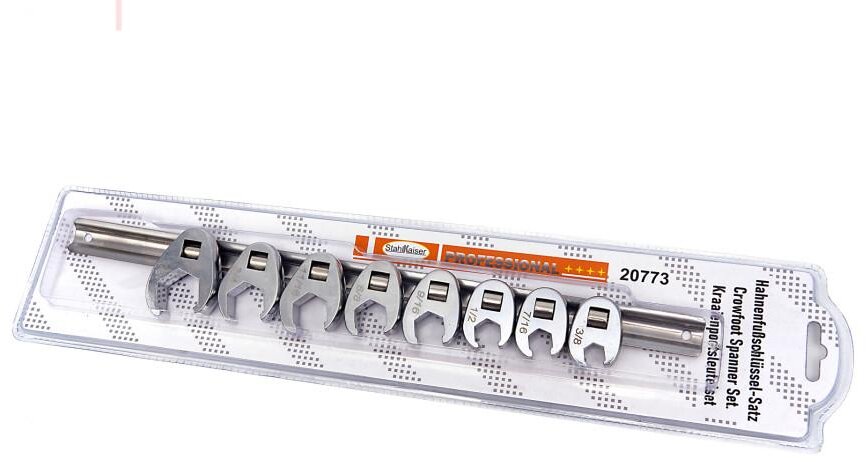 Stahlkaiser 8-delers kråkefotnøkler INCH med 3/8 opptak
