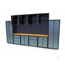 HBM premium værkstedssystem, 16 dele, grå