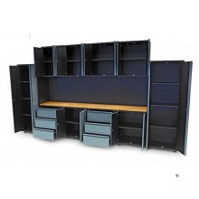 HBM premium værkstedssystem, 16 dele, grå