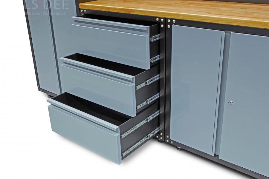 HBM premium værkstedssystem, 16 dele, grå