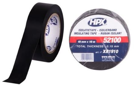 HPX PVC isoleringstejp - svart 19mm x 10m