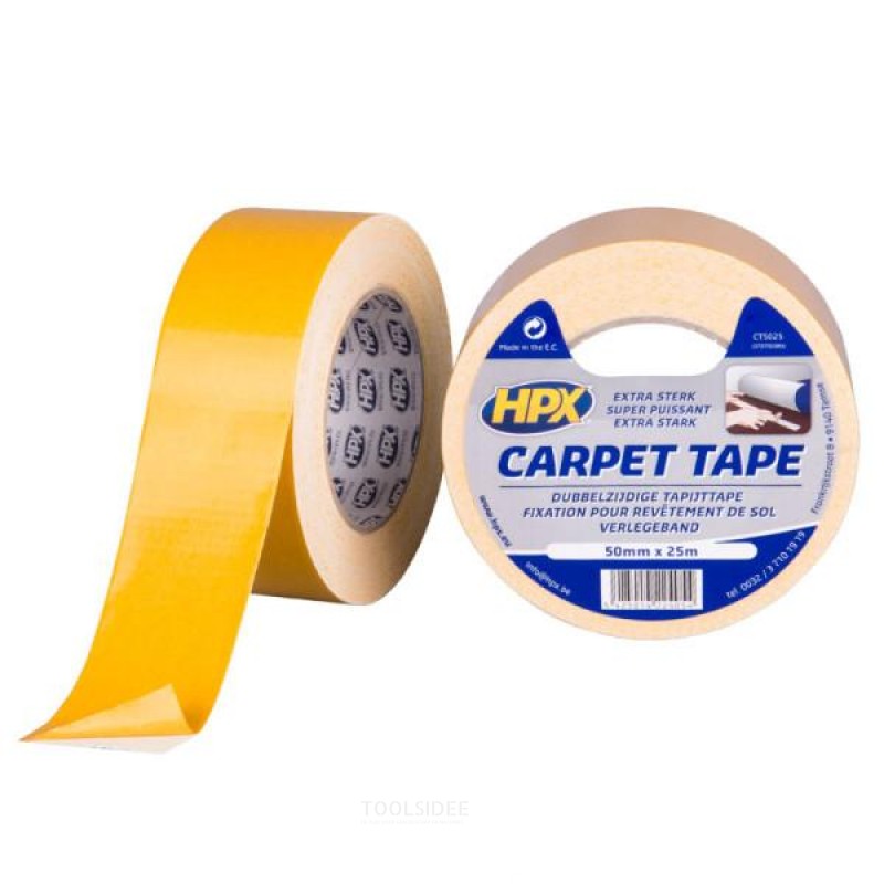 HPX Dobbeltsidet Tæppetape - Hvid 50mm x 5m