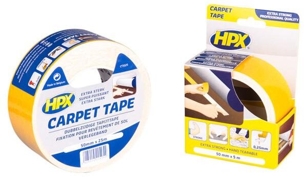 HPX Doppelseitiges Teppichklebeband - Weiß 50 mm x 5 m