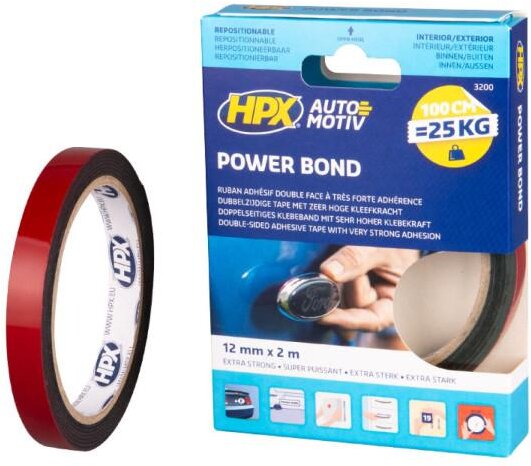 HPX Dobbeltsidet HSA monteringstape - antracit 12mm x 2m