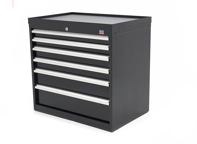 HBM 6 Skuffer Professionelt Værktøjsskab 88 x 58 x 80 cm sort