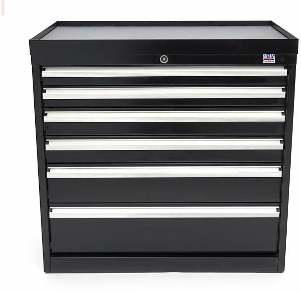 HBM 6 Skuffer Professionelt Værktøjsskab 88 x 58 x 80 cm sort