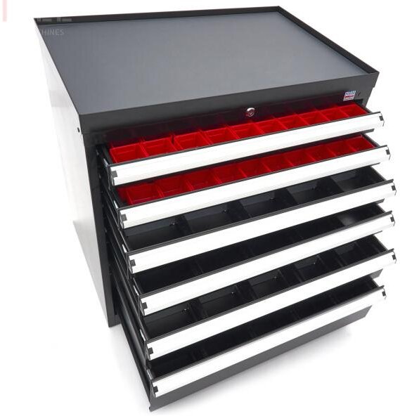 HBM 6 Skuffer Professionelt Værktøjsskab 88 x 58 x 80 cm sort