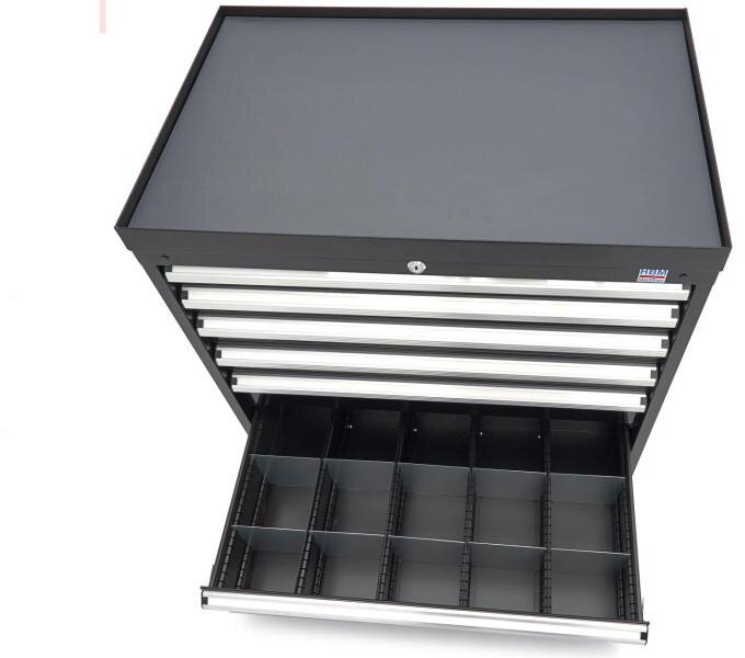 HBM 6 Skuffer Professionelt Værktøjsskab 88 x 58 x 80 cm sort