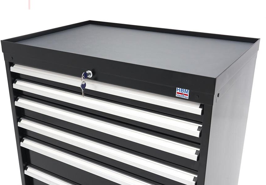 HBM 6 Skuffer Professionelt Værktøjsskab 88 x 58 x 80 cm sort