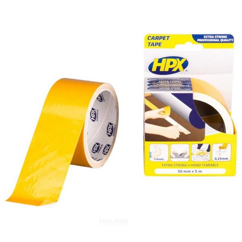 HPX kaksipuolinen teppeteippi - Hvit 50mm x 25m