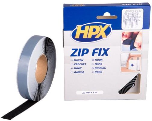 HPX zip fix borrelås (krok) - svart 20mm x 5m