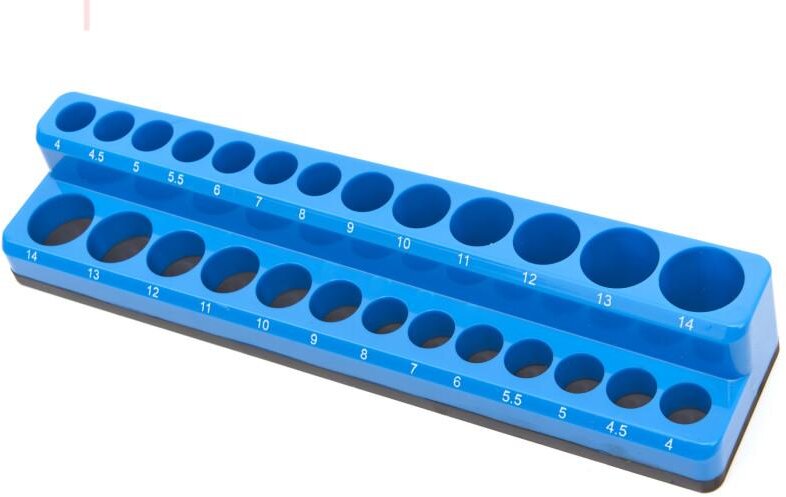 HBM magnetisk tilbehørsholder for 26 stykker 1/4 tomme metrisk, blå