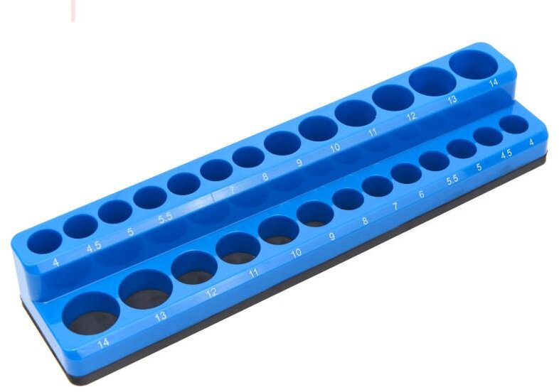 HBM magnetisk tilbehørsholder for 26 stykker 1/4 tomme metrisk, blå