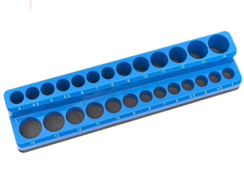 HBM magnetisk tilbehørsholder for 26 stykker 1/4 tomme metrisk, blå