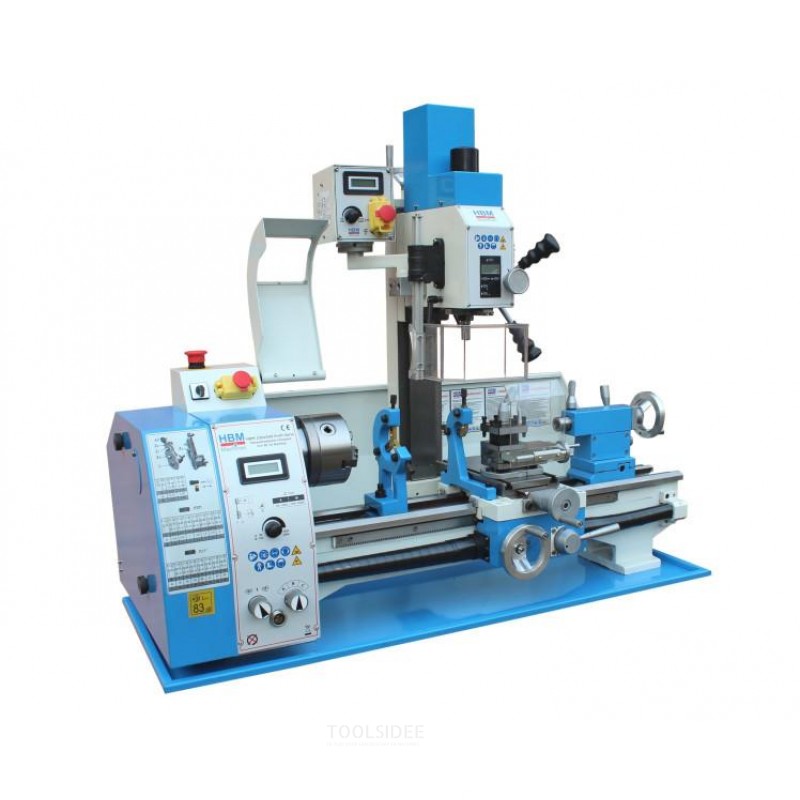 HBM Profi Vario Metal Dreiebenk, Fresemaskin Komplett 250 x 550 Inkludert BF 16 Borhode