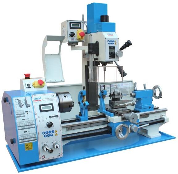 HBM profi vario metaaldraaibank, freesmachine compleet 250 x 550 inclusief BF 16 boorkop