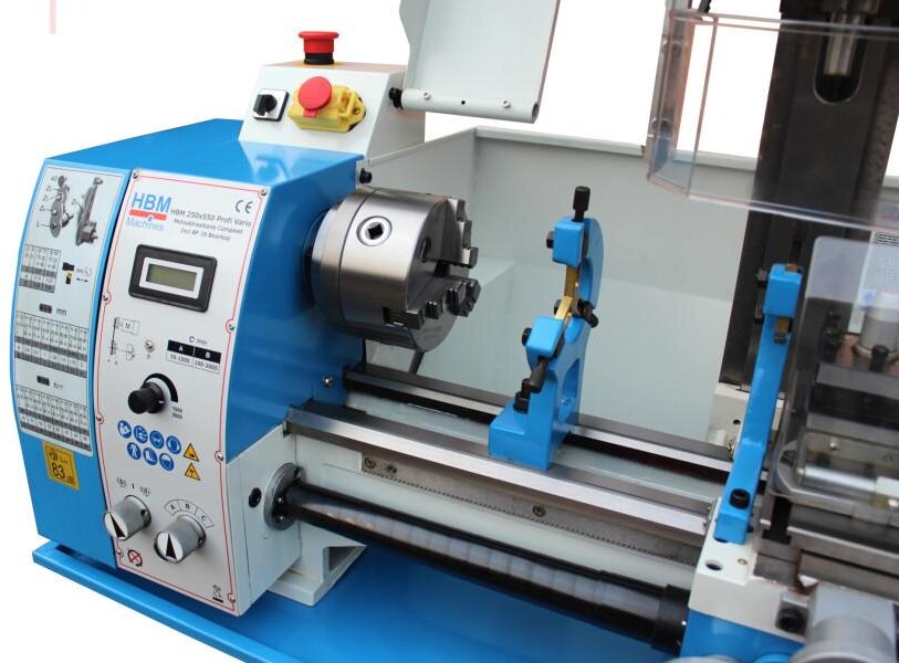 HBM profi vario metaaldraaibank, freesmachine compleet 250 x 550 inclusief BF 16 boorkop