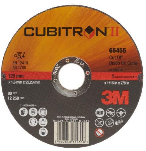 3M Cubitron II kutteskive, T41, 125 mm x 1 mm x 22,23 mm A60 3M Cubitron II kutteskive, T41, 125 mm x 1 mm x 22,23 mm A60
