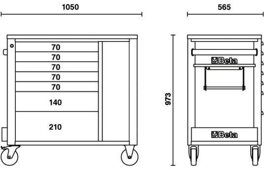 Beta Werkzeugwagen 9 Schubladen, RSC24AXL/9, orange