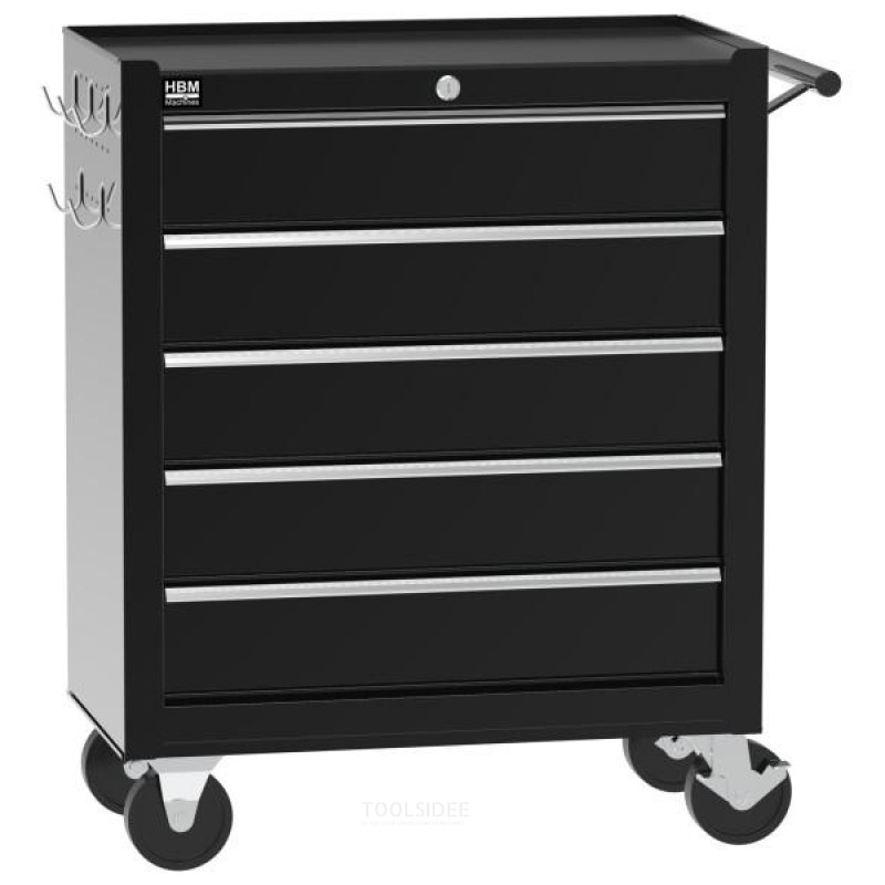 HBM tool trolley 5 drawers, 62 cm, black