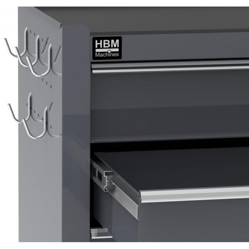HBM verktøyvogn 5 skuffer, 62 cm, grå