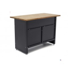 HBM 120 cm arbejdsbord med 4 skuffer, 1 dør og træplade i sort