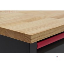 HBM 120 cm arbejdsbord med 4 skuffer, 1 dør og træplade i sort