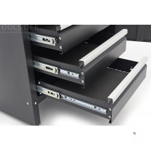 HBM 120 cm arbejdsbord med 4 skuffer, 1 dør og træplade i sort