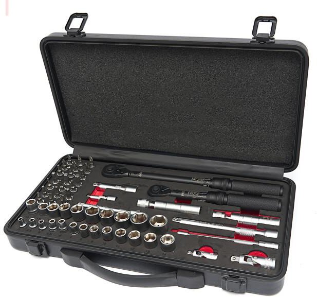 Jeu de clés dynamométriques HBM 55 pièces, 1/4 et 3,8 pouces, 1 - 5 et 10 - 60 Nm