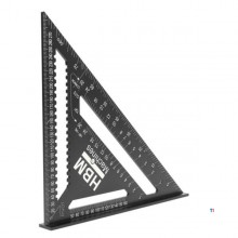 HBM 305 mm aluminium gradendriehoek, blokhaak en meetdriehoek - 90° - zwart