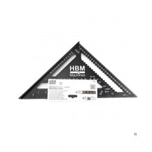 HBM 305 mm aluminium gradendriehoek, blokhaak en meetdriehoek - 90° - zwart