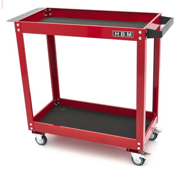 HBM mobil verktøyvogn 2-etasjers, rød