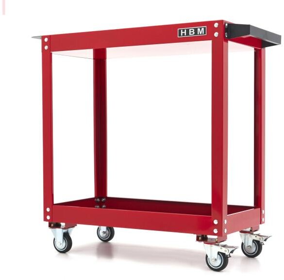 HBM mobil verktøyvogn 2-etasjers, rød