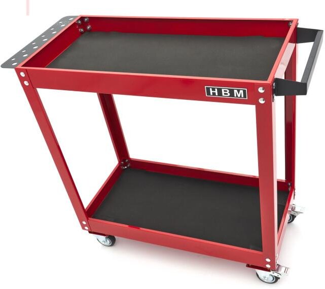 HBM mobil verktøyvogn 2-etasjers, rød