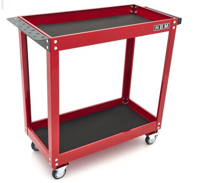 HBM mobil verktøyvogn 2-etasjers, rød