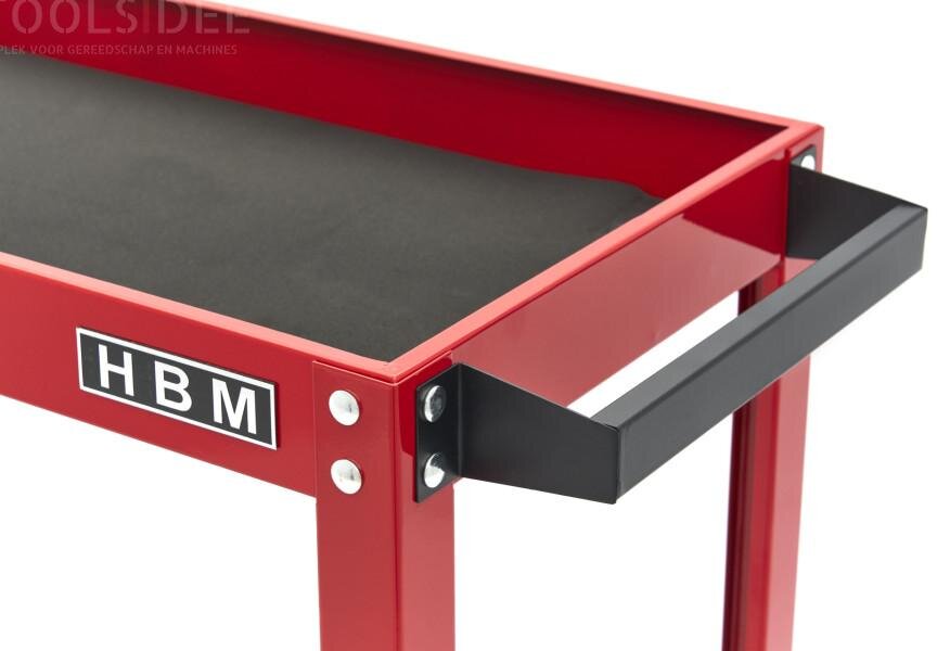 HBM mobil verktøyvogn 2-etasjers, rød