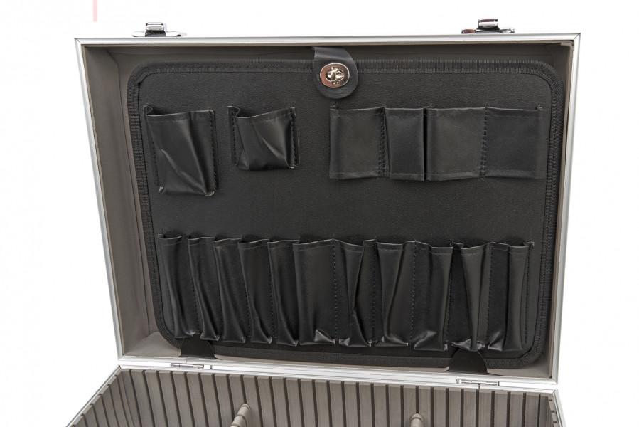 HBM Verktøykoffert i aluminium 45 x 33 x 15,5 cm. Med universell divisjon