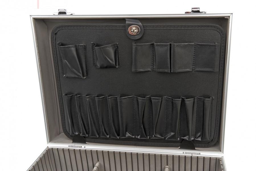 HBM Verktøykoffert i aluminium 45 x 33 x 15,5 cm. Med universell divisjon