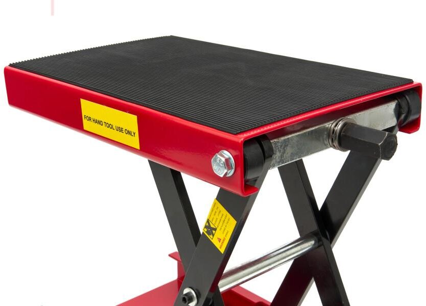 HBM Flacher Mini-Motorradlift 450 kg – Rot