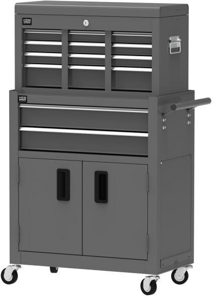 HBM verktøyvogn inkludert overskap, grå, modell 2