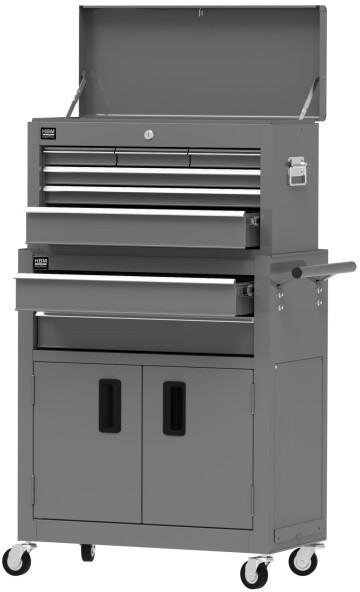 HBM verktøyvogn inkludert overskap, grå, modell 2