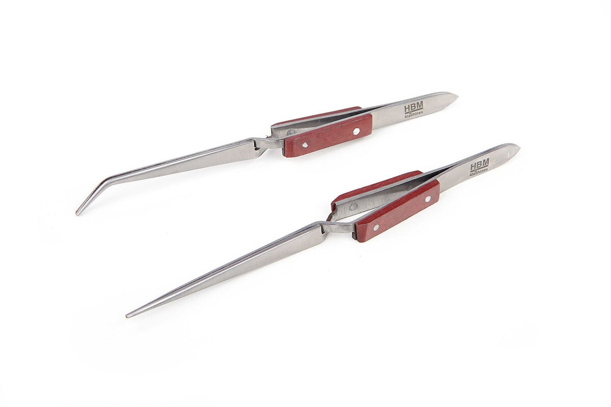 HBM 2-piece self-clamping tweezer set