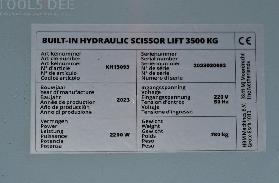 HBM Innebygd Hydraulisk Sakseløfter med Pneumatisk Utløser 3500 Kg HBM Innebygd Hydraulisk Sakseløfter med Pneumatisk Utløser 3500 Kg