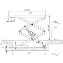 HBM Innebygd Hydraulisk Sakseløfter med Pneumatisk Utløser 3500 Kg HBM Innebygd Hydraulisk Sakseløfter med Pneumatisk Utløser 3500 Kg