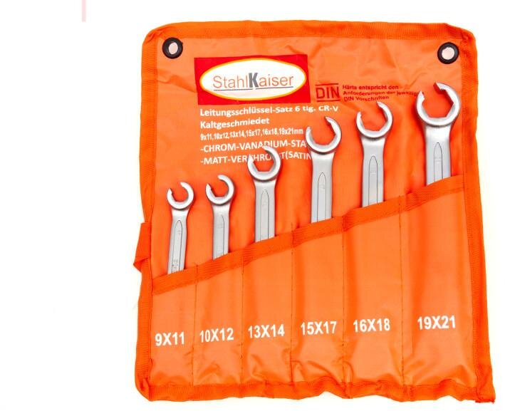 Stahlkaiser 6-delers profesjonelt åpen ringnøkkelsett for bremserør